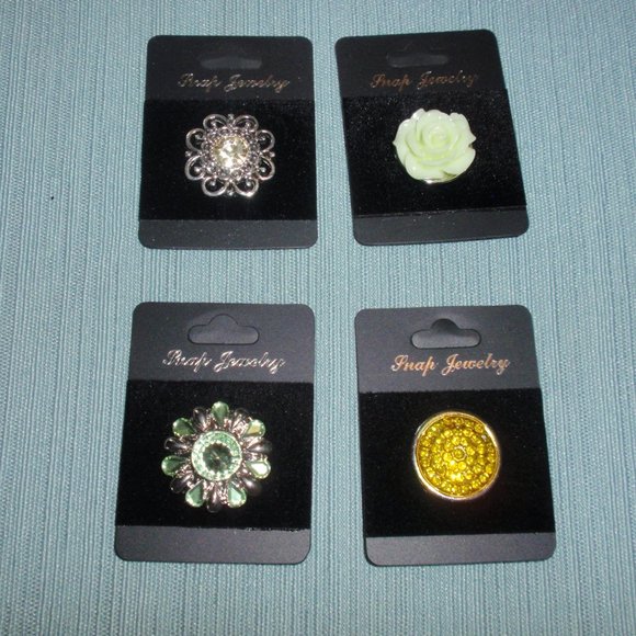 18mm Snap Bracelet Jewelry Bundle With 4 Snaps Rose Flowers - Picture 8 of 12